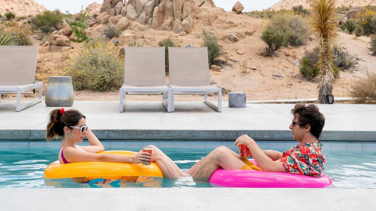 Andy Samberg and Cristin Milioti co-star in Hulu's new infinite time loop movie "Palm Springs."
