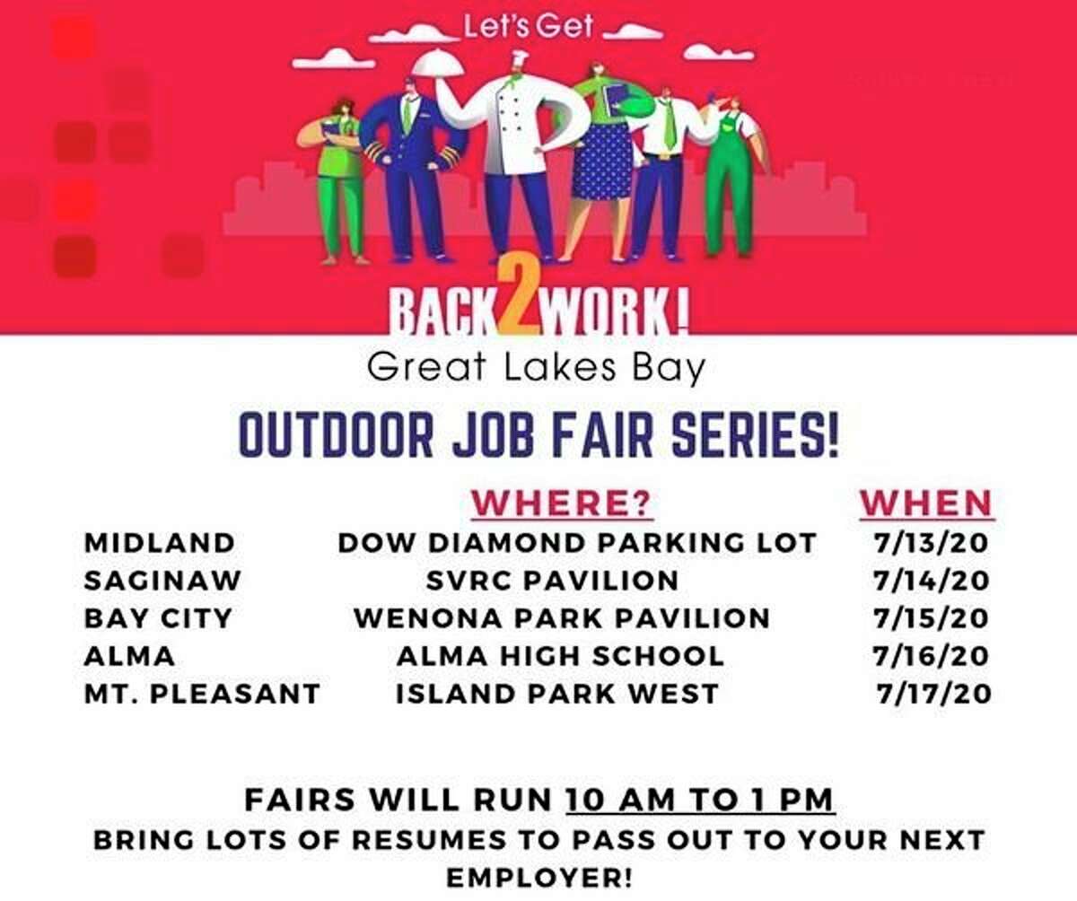 The Back2Work Job Fair - organized by Great Lakes Bay Michigan Works - will be held from 10 a.m. to 1 p.m. on Monday July 13, in the Dow Diamond parking lot. Four additional fairs will take place in different communities in the Bay region.