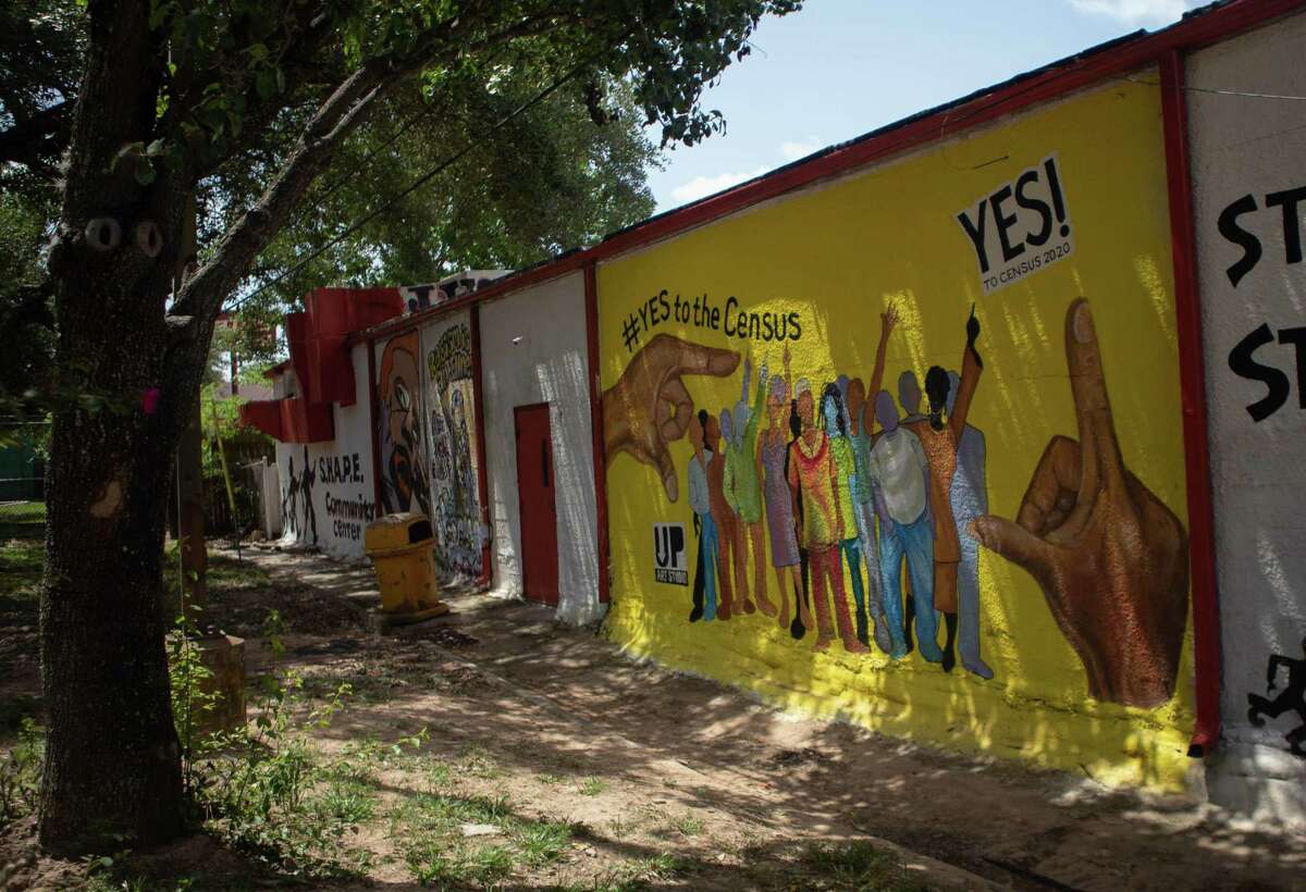 A mural painted on the side of the SHAPE Center on Live Oak St. to help encourage residents of the Third Ward to complete the Census Wednesday, July 8, 2020 in Houston. The mural was painted by Houston artist, Israel McCloud and was commissioned by the SHAPE Center with the help of Councilwoman,Carolyn Evans-Shebazz.