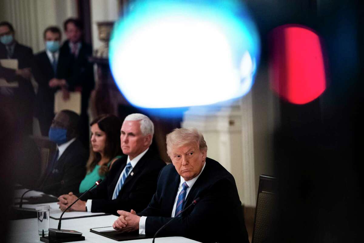 President Trump participates in a roundtable discussion at the White House about reopening the nation's schools.