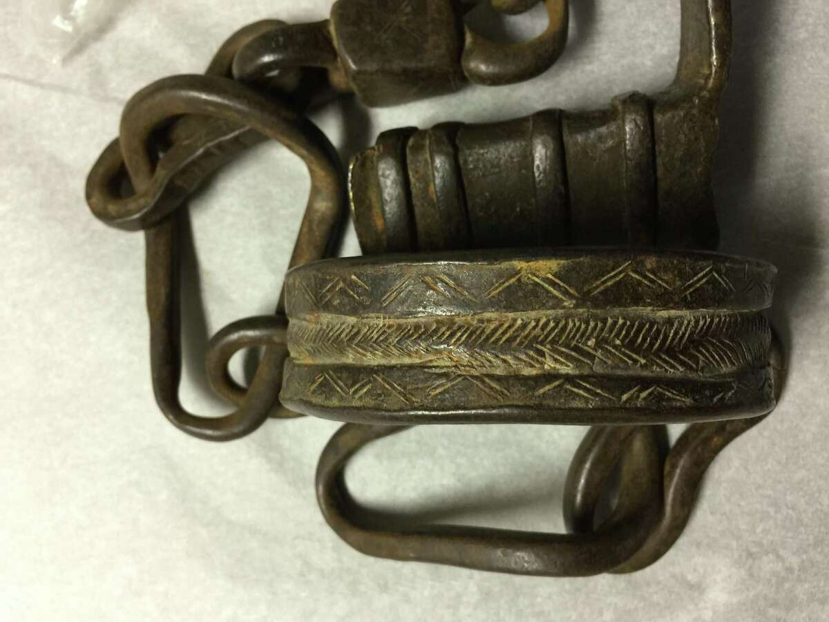 Iron shackles were included in a past Wilton Historical Society exhibition, “Tools of a Shameful Trade.”