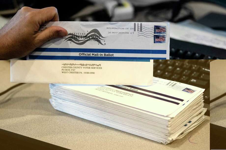 Mail-in ballots ready for processing in advance of a primary election. Photo: Associated Press / Copyright 2020 The Associated Press. All rights reserved.
