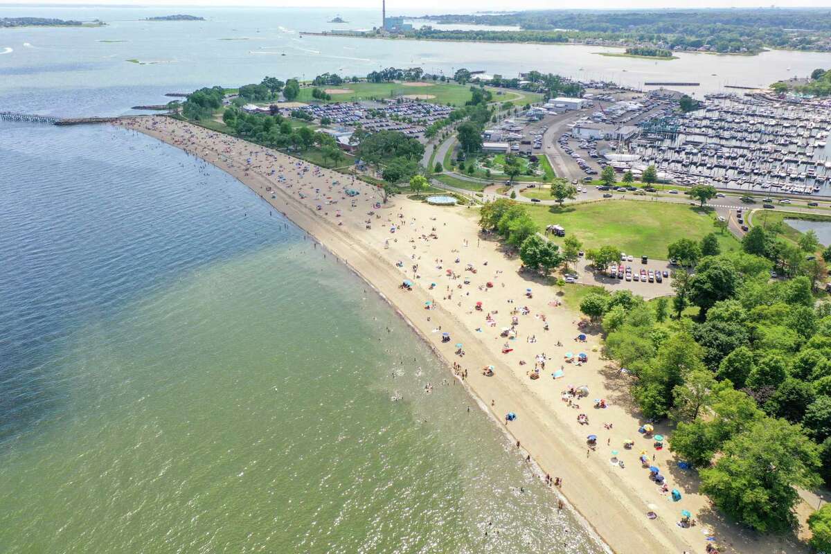 Drone photos Norwalk beach reaches capacity