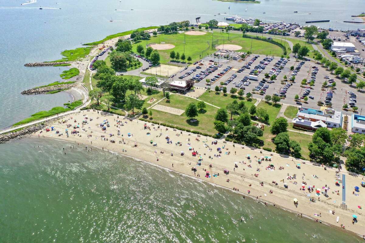 Drone photos Norwalk beach reaches capacity