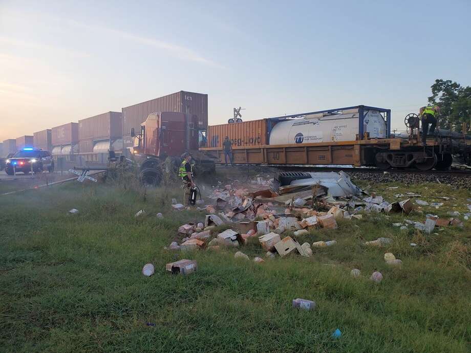 Cibolo police have closed down the area near Country Lane and FM 78 after a train crashed into an 18-wheeler. Photo: Cibolo Police Department