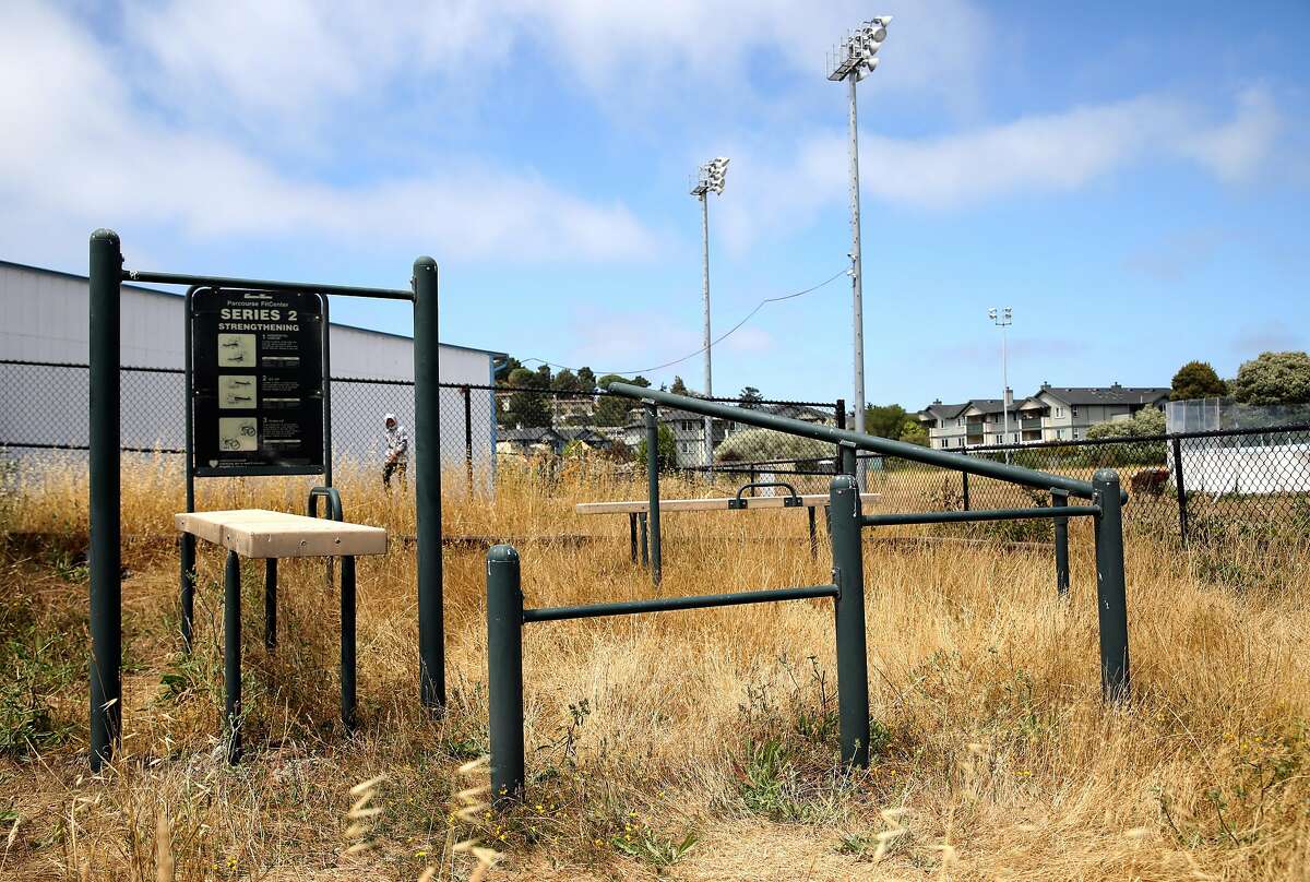 Paul Austin, 44, CEO of Play Marin, a nonprofit that runs sports leagues and other classes for youth in Marin City, would like to place a gym and build a ball field at a former school located near the Marin City Recreation Center, located at 630 Drake Ave., on Wednesday, July 1, 2020, in Sausalito, Calif. "It's an uphill battle, but a battle worth fighting," Austin said. Most of the kids in these programs live in public housing. Paul grew up in Marin City and has been pushing for county executives to provide more funding to programs and infrastructure in Marin City. He's been pointing out the large disparities between Marin City's resources and the surrounding wealth of Sausalito and the rest of Marin County