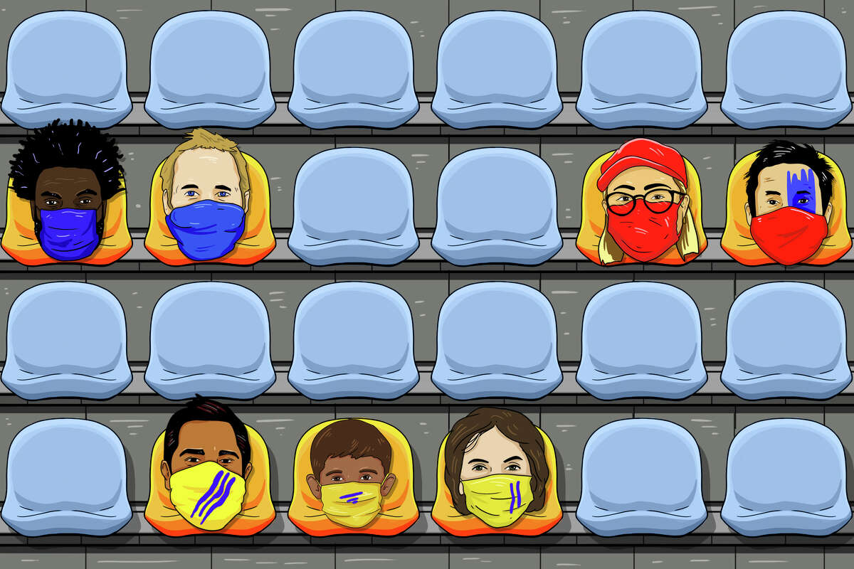 Possible seating arrangements at coronavirus-era sporting events.