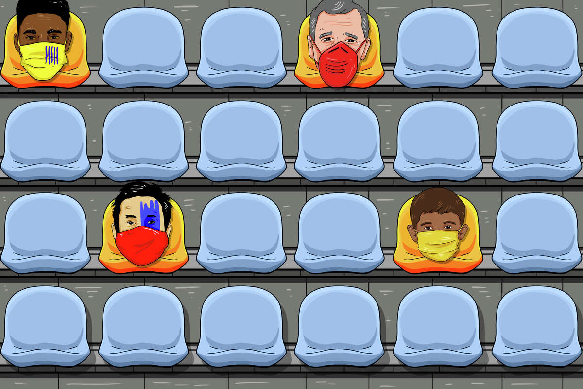 Possible seating arrangements at coronavirus-era sporting events.