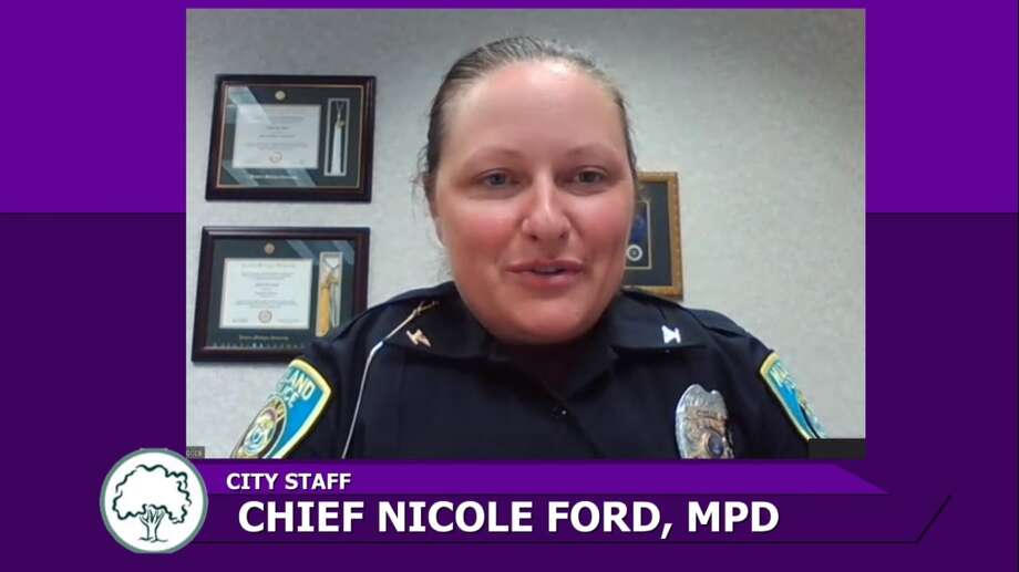 Midland Police Chief Nicole Ford speaks to city council virtually Monday night, July 13, 2020. (Screen photo/Midland Council) Photo: Screen Photo/council Meeting