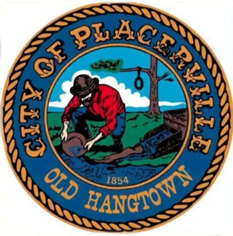 The City of Placerville, Calif., logo (from its Facebook page) shows a miner panning for gold in front of a tree with a hangman's noose. The city reportedly will decide whether to remove the noose at its Tuesday, July 14, 2020, meeting. Photo: City Of Placerville