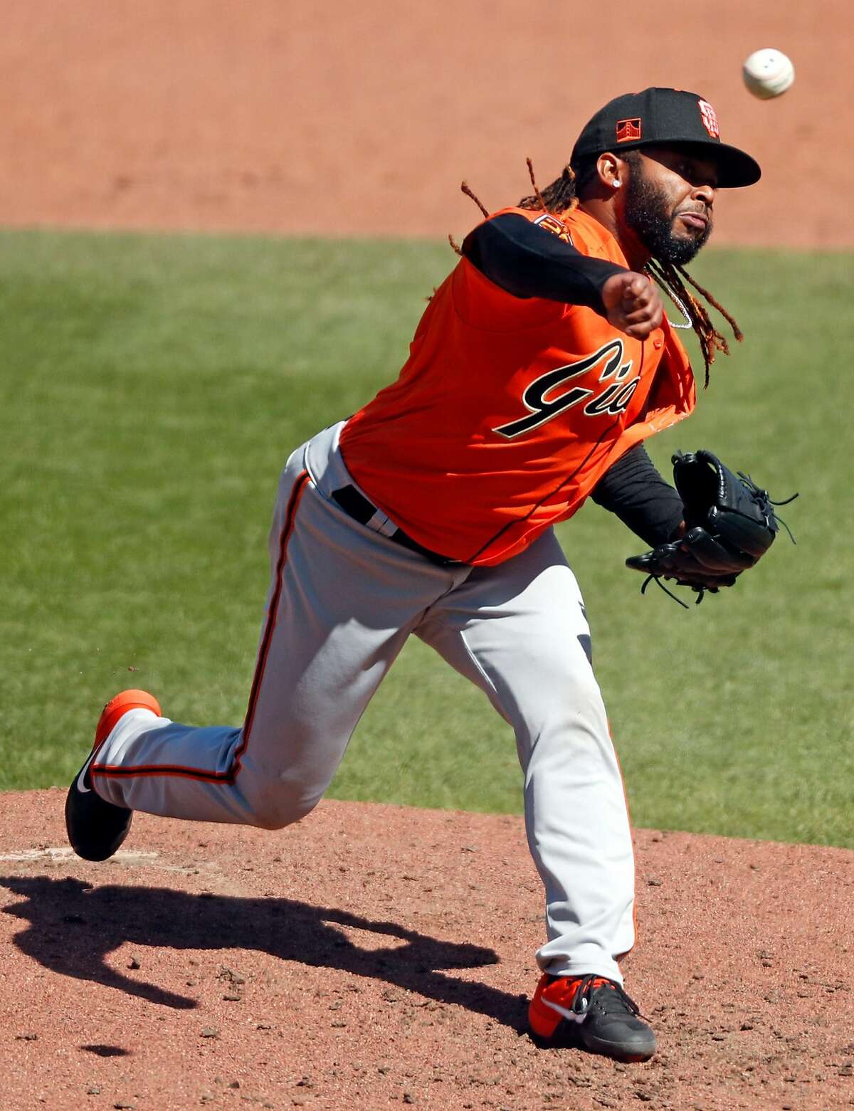 San Francisco Giants' Johnny Cueto during intrasqaud game at Oracle Park in San Francisco, Calif., on Tuesday, July 14, 2020.