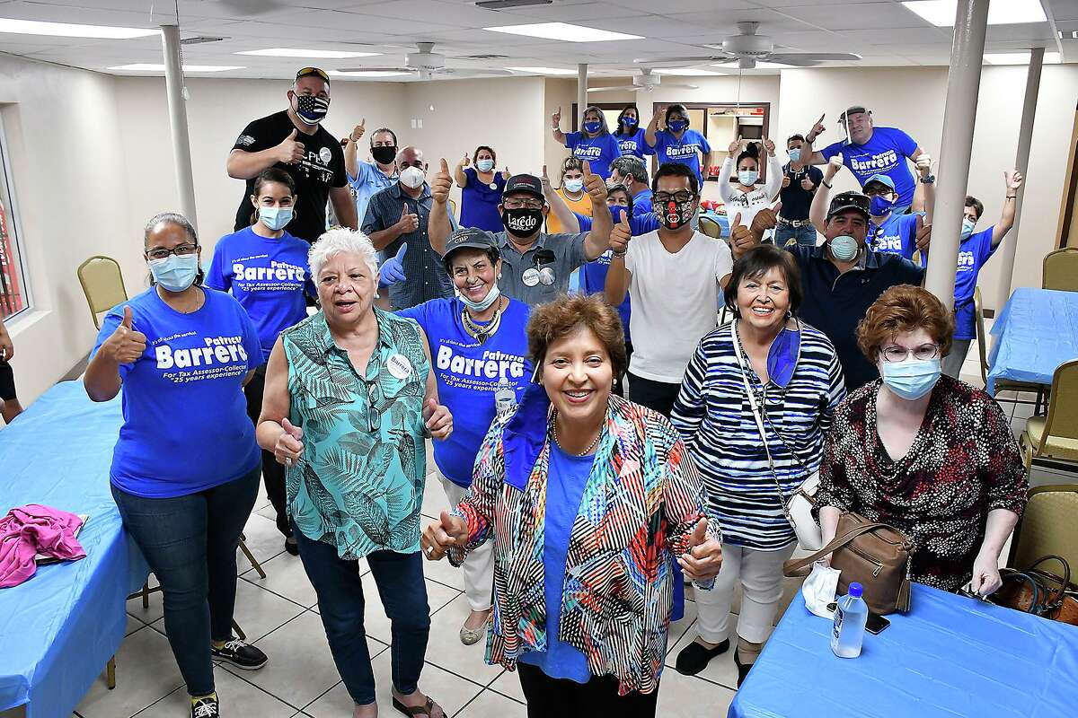 Former Webb County Tax Assessor/Collector Patricia Barrera celebrates with her supporters after taking a lead in an effort to retake her former office in the runoff election Tuesday, July 14. Barrera won by a narrow margin over Rosie Cuellar receiving 52% of the votes.