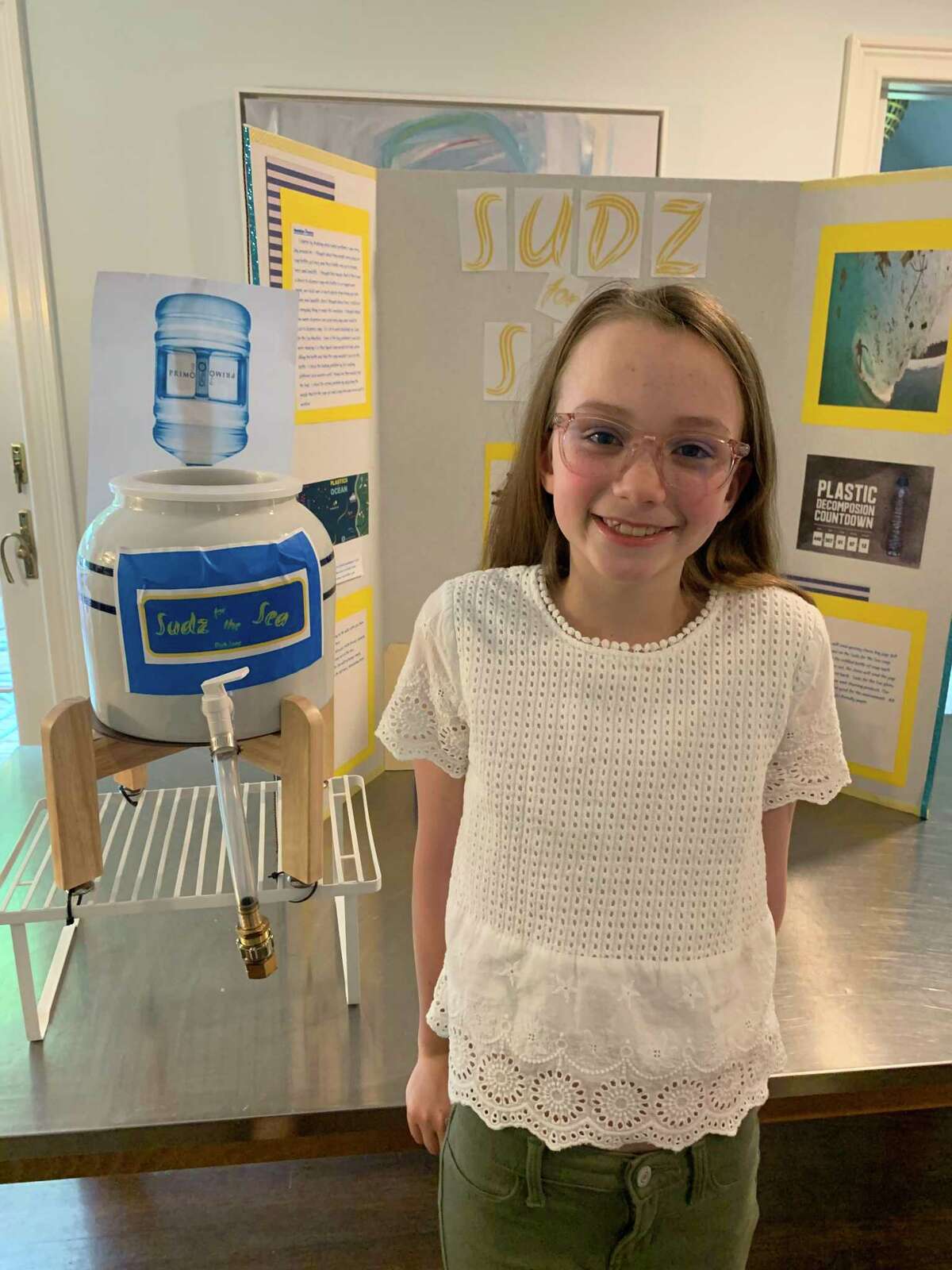 Georgia Anderson, a rising sixth grader, won state and national invention awards for Sudz for the Sea, a dispenser system aimed at reducing the amount of plastic reaching the world's oceans.