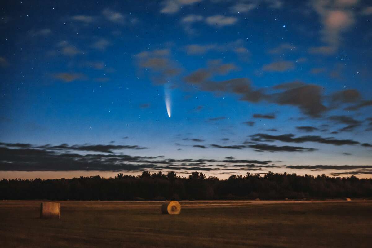 The Comet Neowise is seen above the horizon from a field near Jack Barstow Airport in the early morning hours of Monday, July 13, 2020. (Photo provided/Daniel Libbey)
