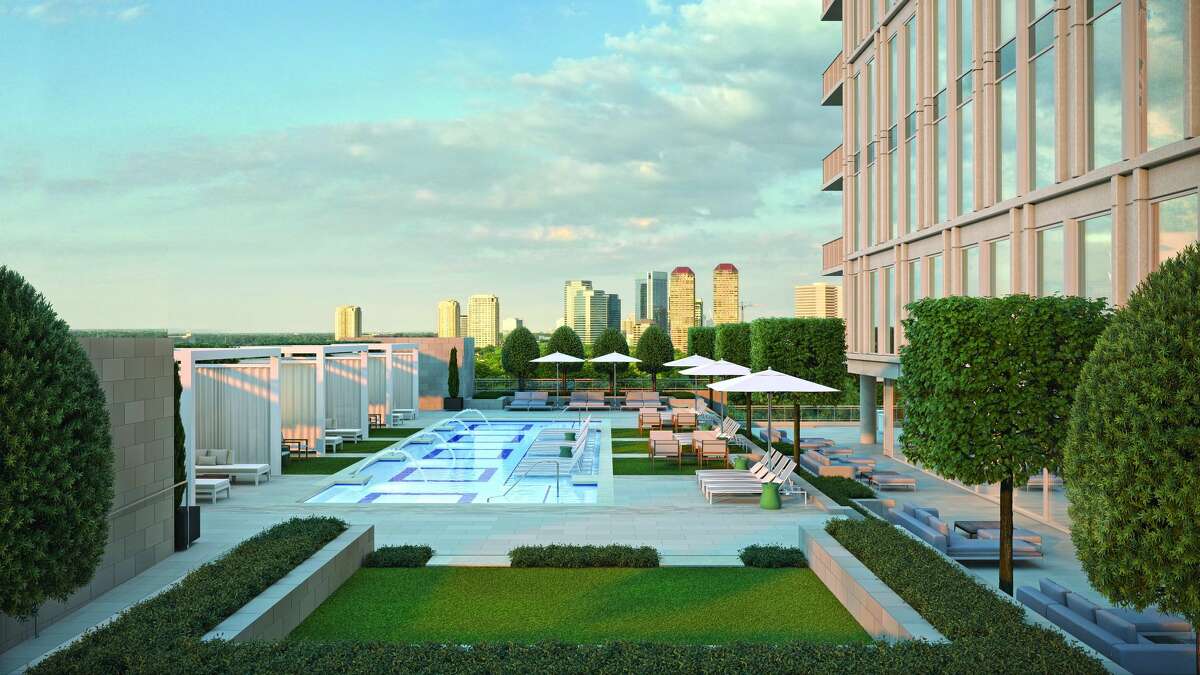 The Hawthorne’s residents enjoy many amenities, including a luxury pool.