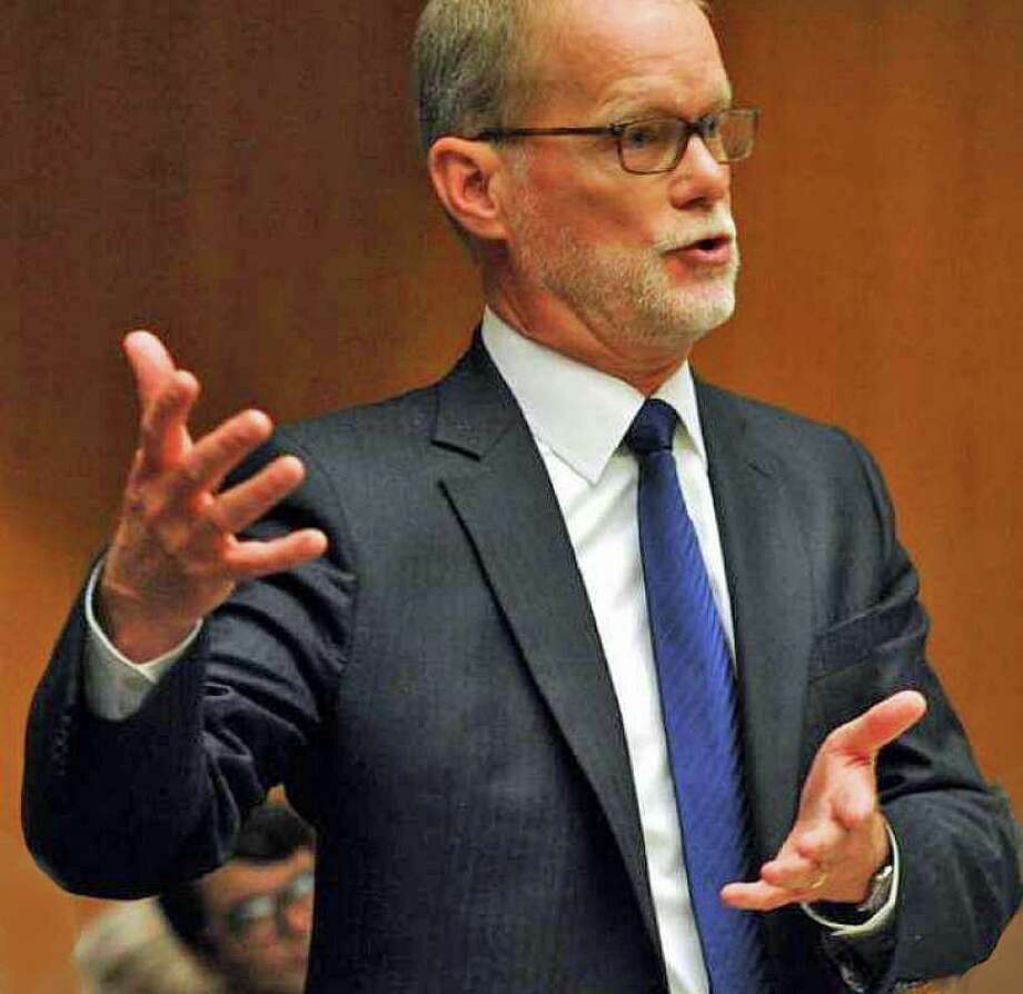 James Vogts one of the defense attorneys for Remington, in Superior Court in 2016. Photo: Ned Gerard / Hearst Connecticut Media /