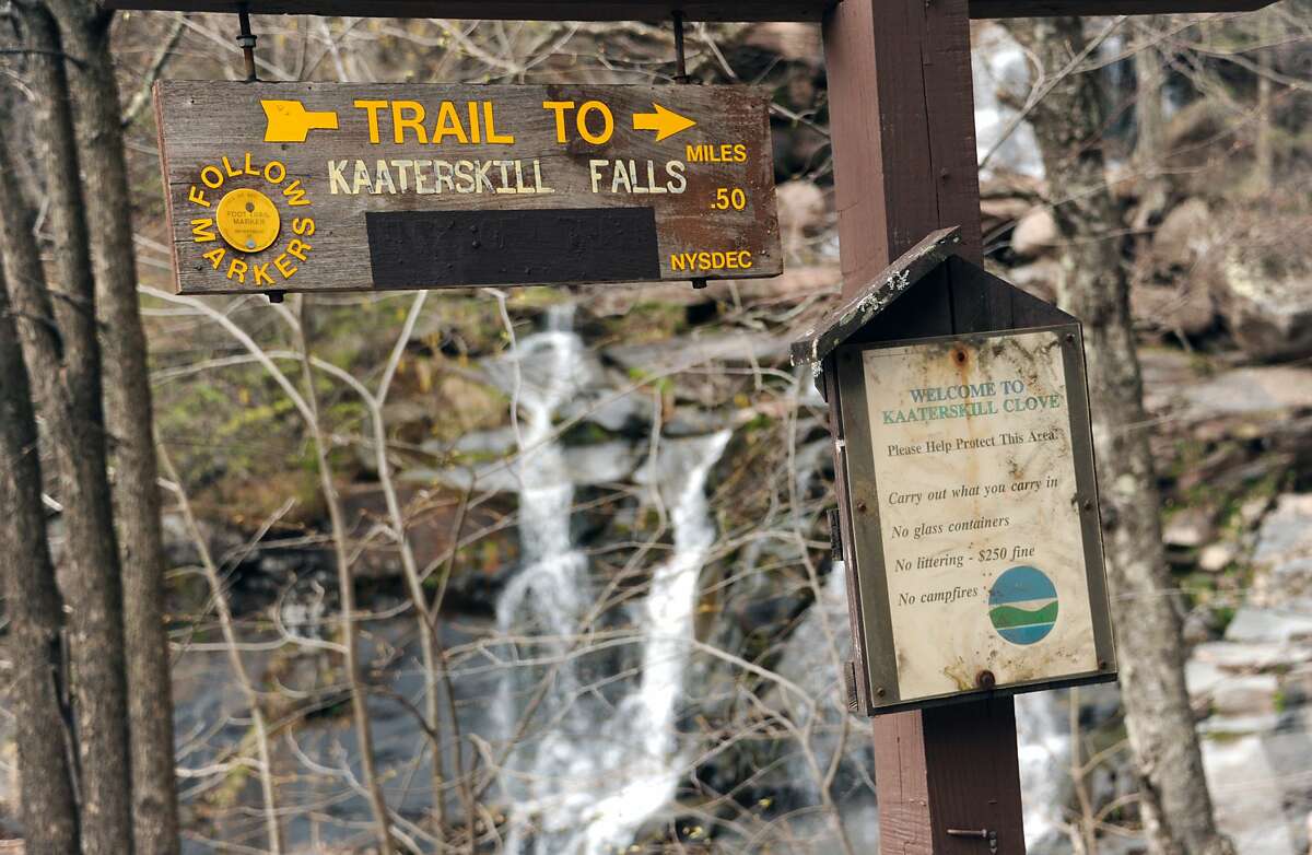 Waterfall on the trail to Kaaterskill Falls on Thursday, April 28, 2016 in Haines Falls, N.Y. The real Kaaterskill Falls are a short hike away. (Lori Van Buren / Times Union)