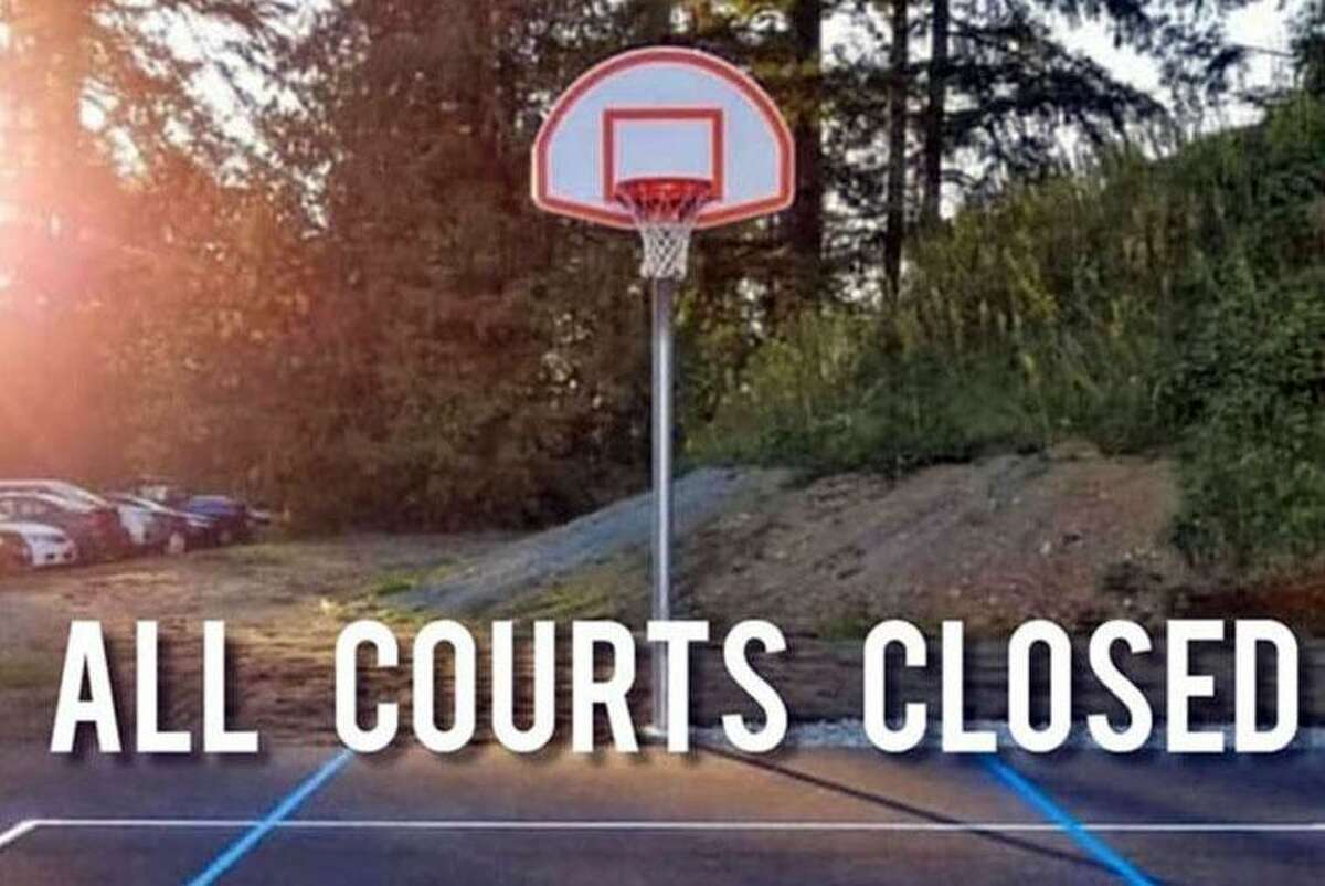 Wilton’s town-owned basketball courts were closed on July 15, 2020 due to the public not following coronavirus protection rules.