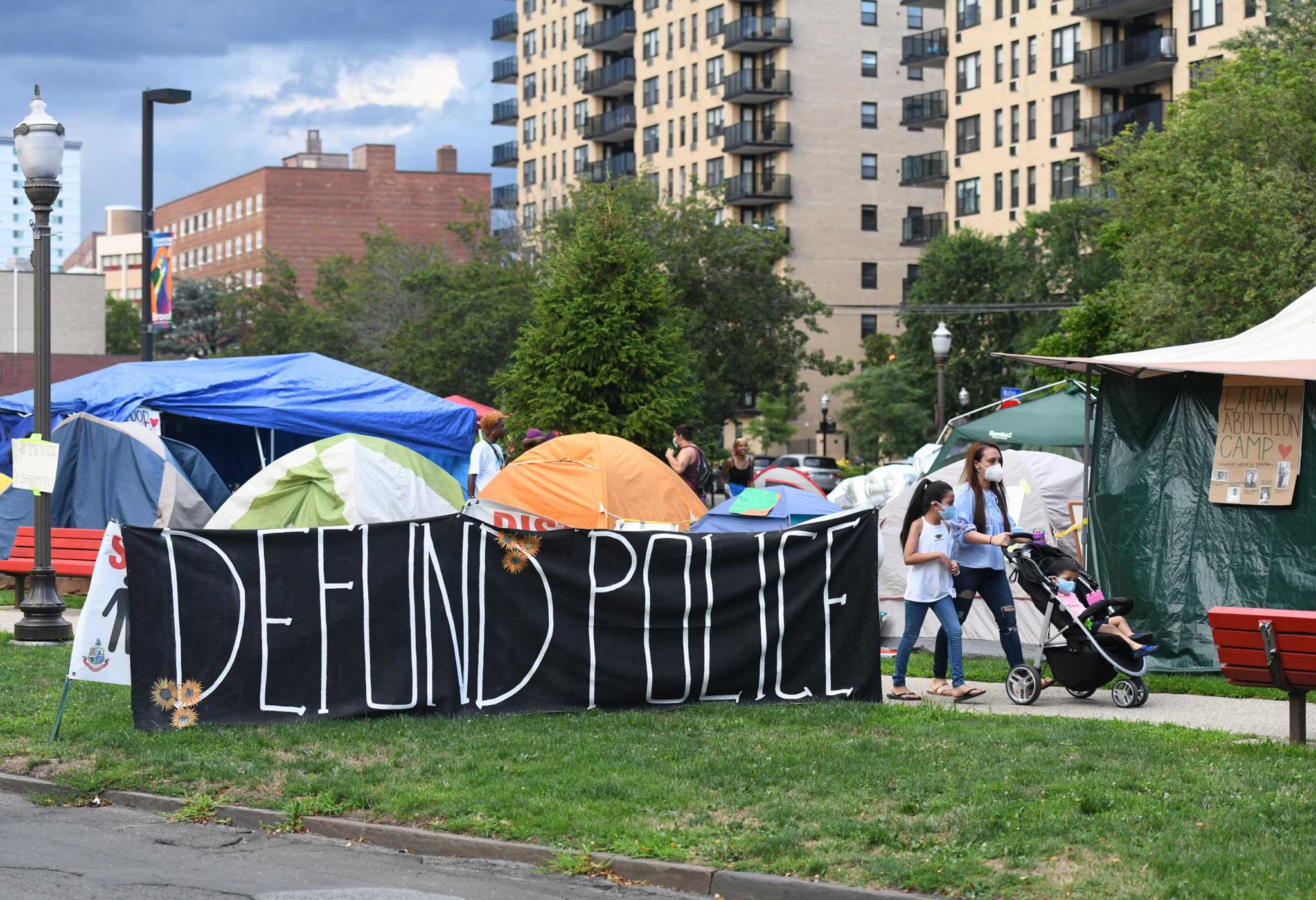 Stamford police order encamped protesters to leave Latham Park