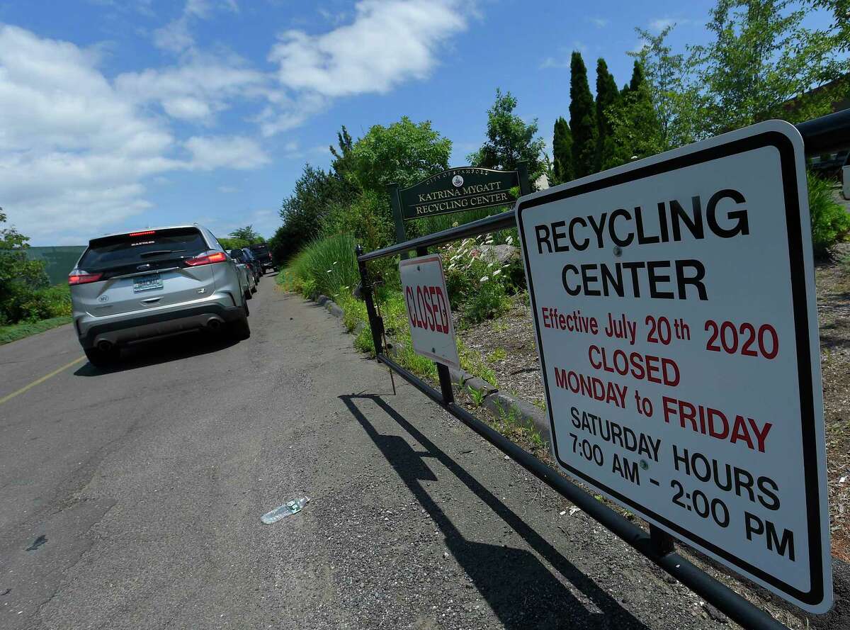 Stamford residents are angry that the mayor's office, because of budget cuts, is drastically reducing hours at the Katrina Mygatt Recycling Center, shown in photographs taken on July 15, 2020 in Stamford, Connecticut. The very busy recycling center starting Monday will be open only on Saturdays from 7AM to 2PM.