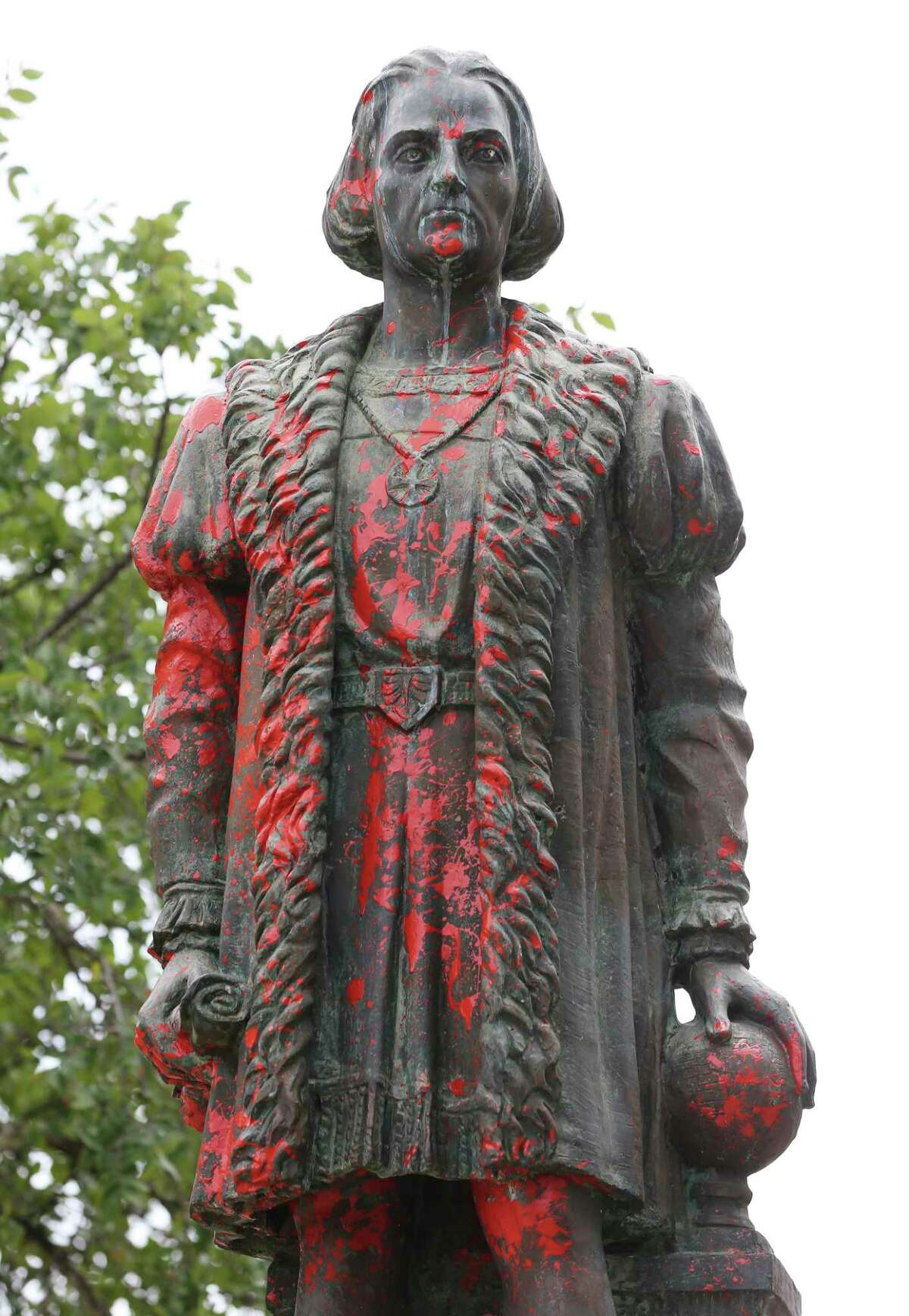 The Christopher Columbus statue located in the Piazza Di Columbo or also called Columbus Park located off Martin Street in downtown was vandalized with red paint on Thursday, June 25, 2020. In the weeks following protests calling for police reform after the death of African-American George Floyd, activists have also made a call to remove statues most notably of Civil War Confederate figures. But some have also called for statues like the Columbus statue to also be removed. The statue that was vandalized had been brought up for consideration for removal by District 1 Councilman Robert Trevino. The statue was donated by the Christopher Columbus Society in 1957. The name of the park is also under consideration to be renamed.