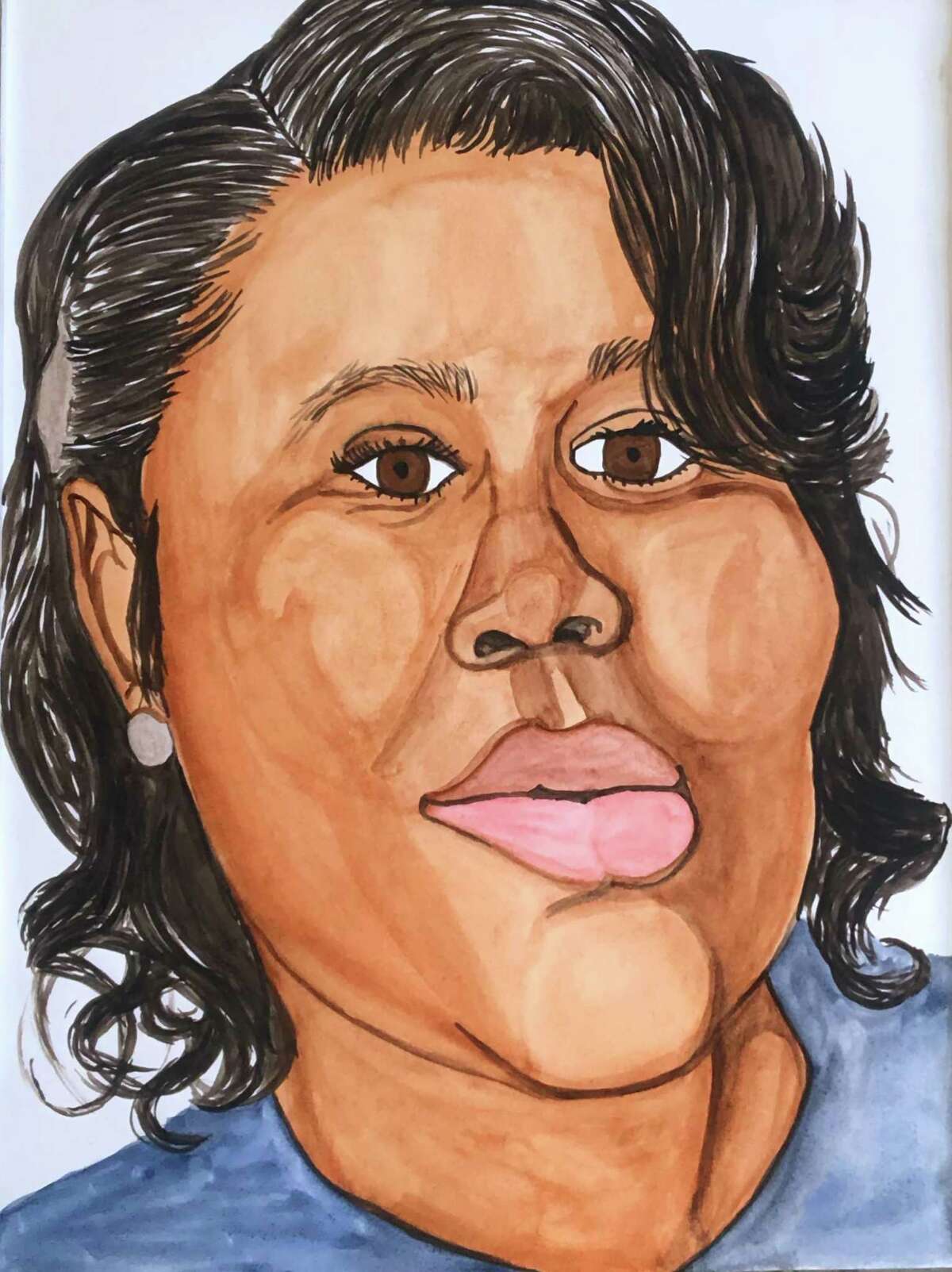 Breonna Taylor, a 26-year-old emergency medical technician shot 8 times by Louisville Police who entered her apartment without knocking, 2020. This is one of the portraits that will be included in the Aldrich Contemporary Art Museum's exhibit