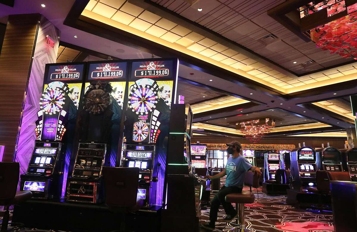 Gratton casino is open with several slot machines closed to encourage social distancing seen on Thursday, July 16, 2020, in Rohnert Park, Calif. Casinos remain open despite the governor's order closing other indoor entertainment venues.