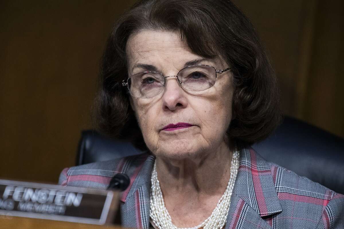 Ranking member Sen. Dianne Feinstein, D-Calif., attends a Senate Judiciary Committee hearing on police use of force and community relations on on Capitol Hill, Tuesday, June 16, 2020 in Washington. (Tom Williams/CQ Roll Call/Pool via AP)