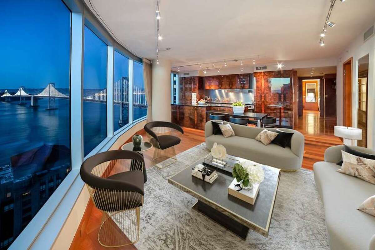 It has extensive Bay Bridge views from the living room, kitchen and at least two of the bedrooms.