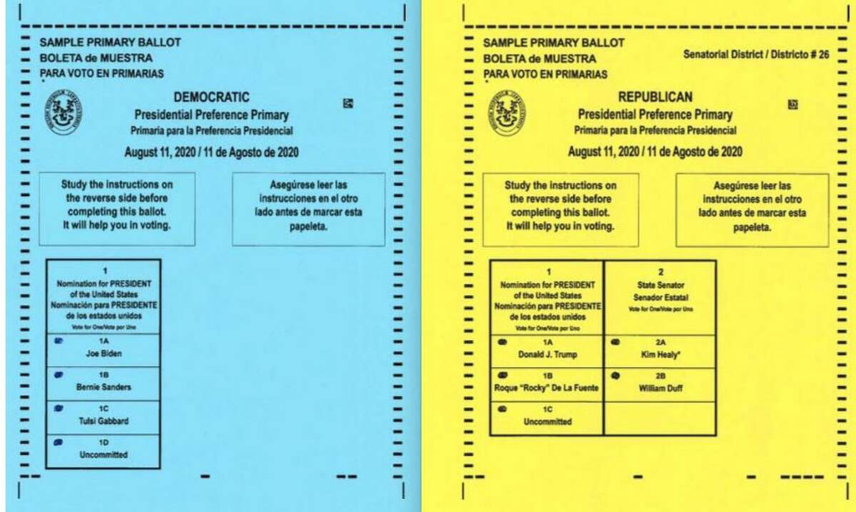 Samples of the Wilton Democratic and Republican ballots for the Presidential Preference Primary on Tuesday, Aug. 11.