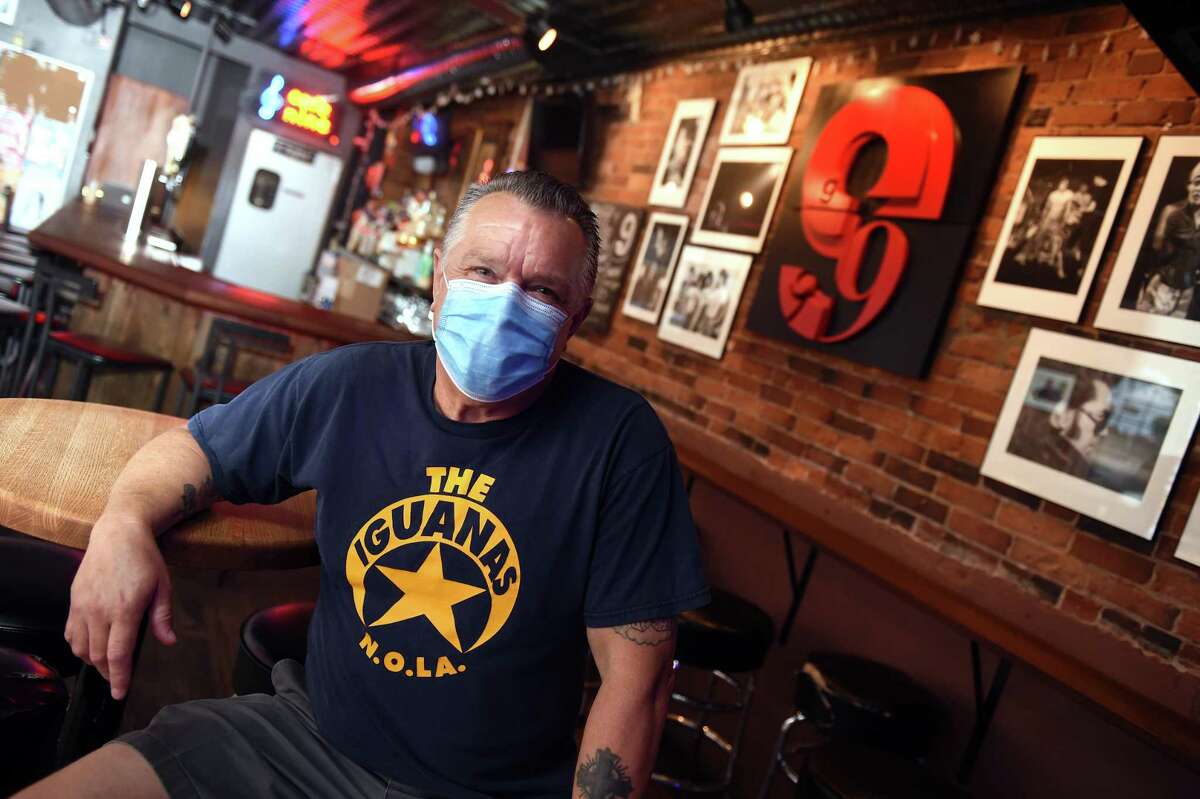 Cafe Nine owner Paul Mayer is photographed inside the closed establishment on State Street in New Haven on July 17, 2020.