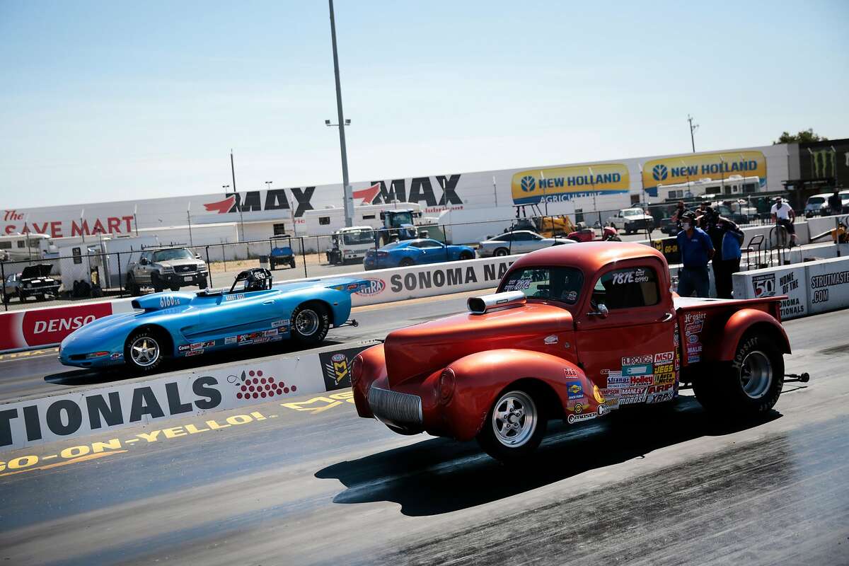 Racers during the Pacific Division Lucas Oil Drag Racing Series at the Sonoma Raceway in Sonoma, California, Saturday, July 18, 2020. Ramin Rahimian/Special to The Chronicle