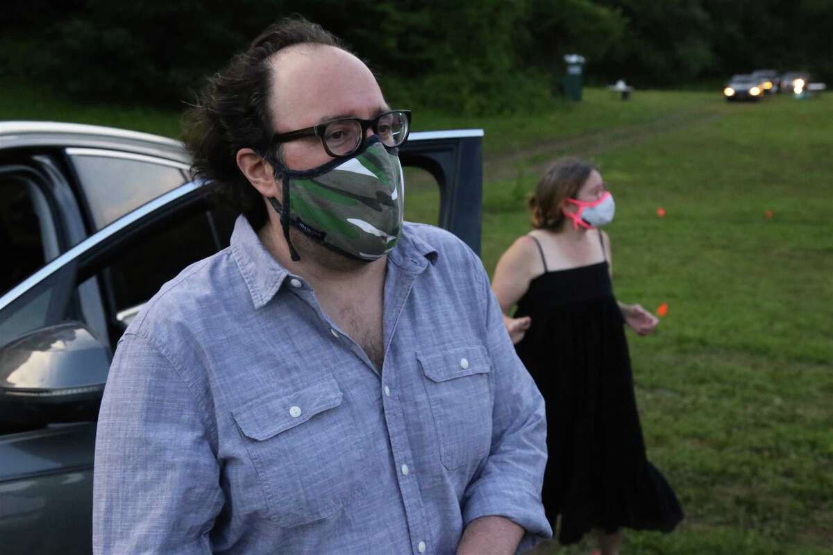 Author and film critic Chris Nashawaty of Westport at the Lachat Town Farm pop-up drive-in movie screening of "Caddyshack" on Sunday, July 19, 2020, in Weston, Conn.
