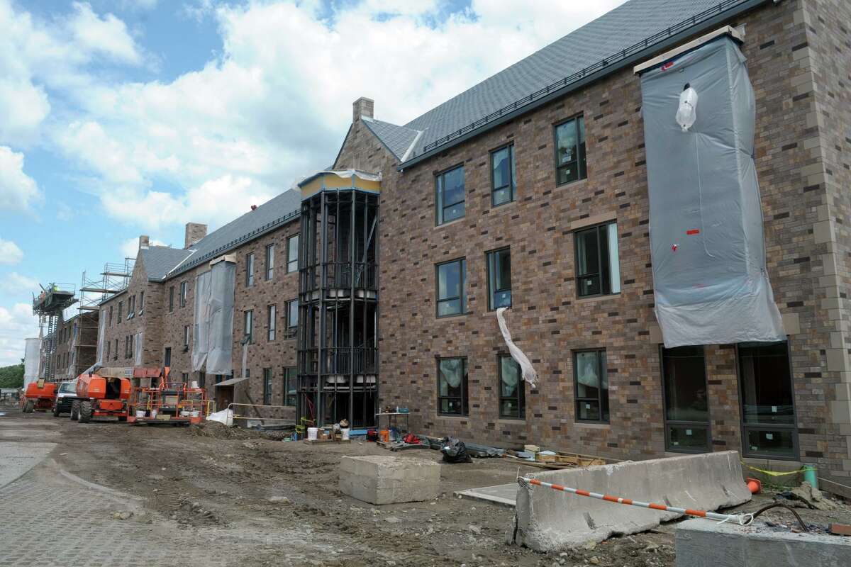 Four new residence halls are under construction on the Upper Quad of Sacred Heart University, in Fairfield, Conn. July 24, 2019.