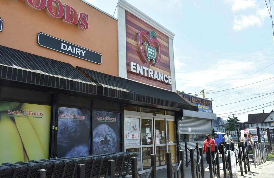 Gala Foods Supermarket in July 2020 on Fairfield Avenue in Bridgeport, Conn., one of two Bridgeport stores where parent cooperative Key Food Stores reported incurring a breach in its card payment readers between April 2019 and January 2020. Photo: Alexander Soule/Hearst Connecticut Media / Hearst Connecticut Media