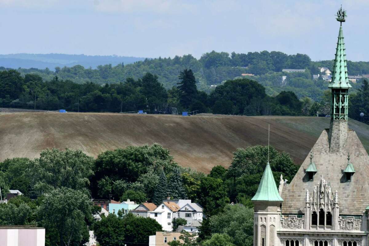 Dunn C&D Landfill in Rensselaer is seen from Empire State Plaza on Monday, July 20, 2020, in Albany, N.Y.  (Will Waldron/Times Union)