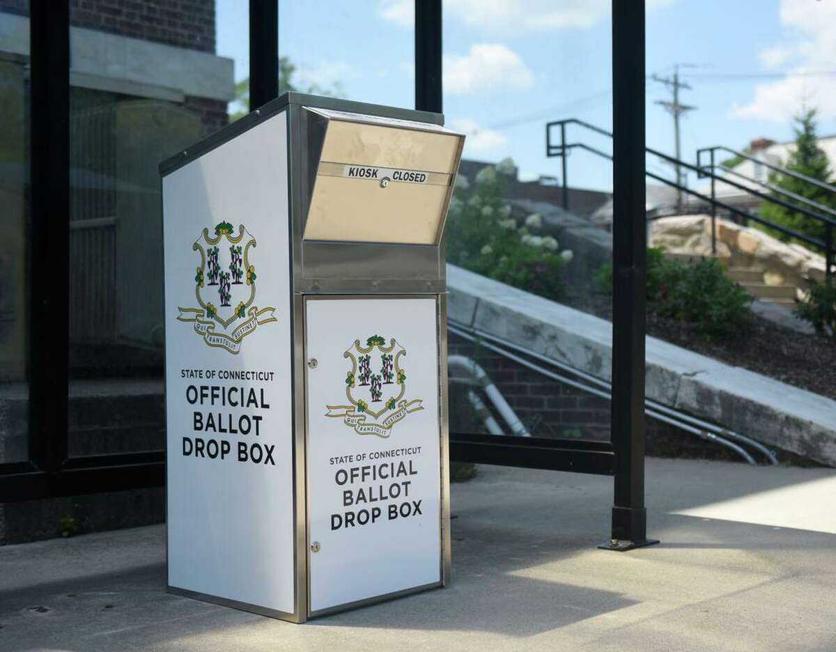 A Connecticut absentee ballot drop box.