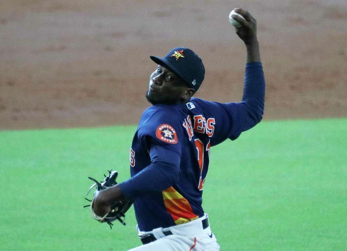 Astros pitcher Enoli Paredes struck out five in his two-inning outing against the Royals on Tuesday.