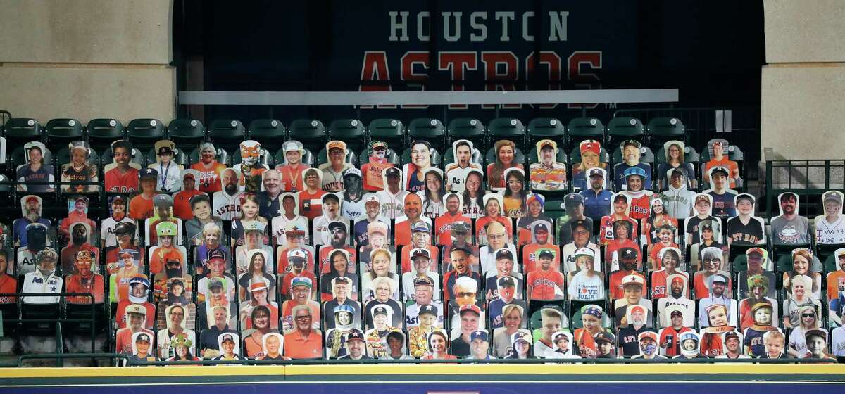 PHOTOS: See anyone you know? Take a look at more of the cardboard cutouts in the Crawford Boxes Houston Astros cardboard cutouts in the Crawford Boxes during the Astros summer camp at Minute Maid Park, Wednesday, July 22, 2020, in Houston.