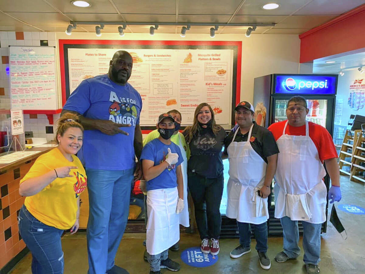 Shaquille O'Neal had dinner at Jax Grill this week. Photo: O'Neal posed with the staff at Jax Grill, who removed their face masks only for the photo.