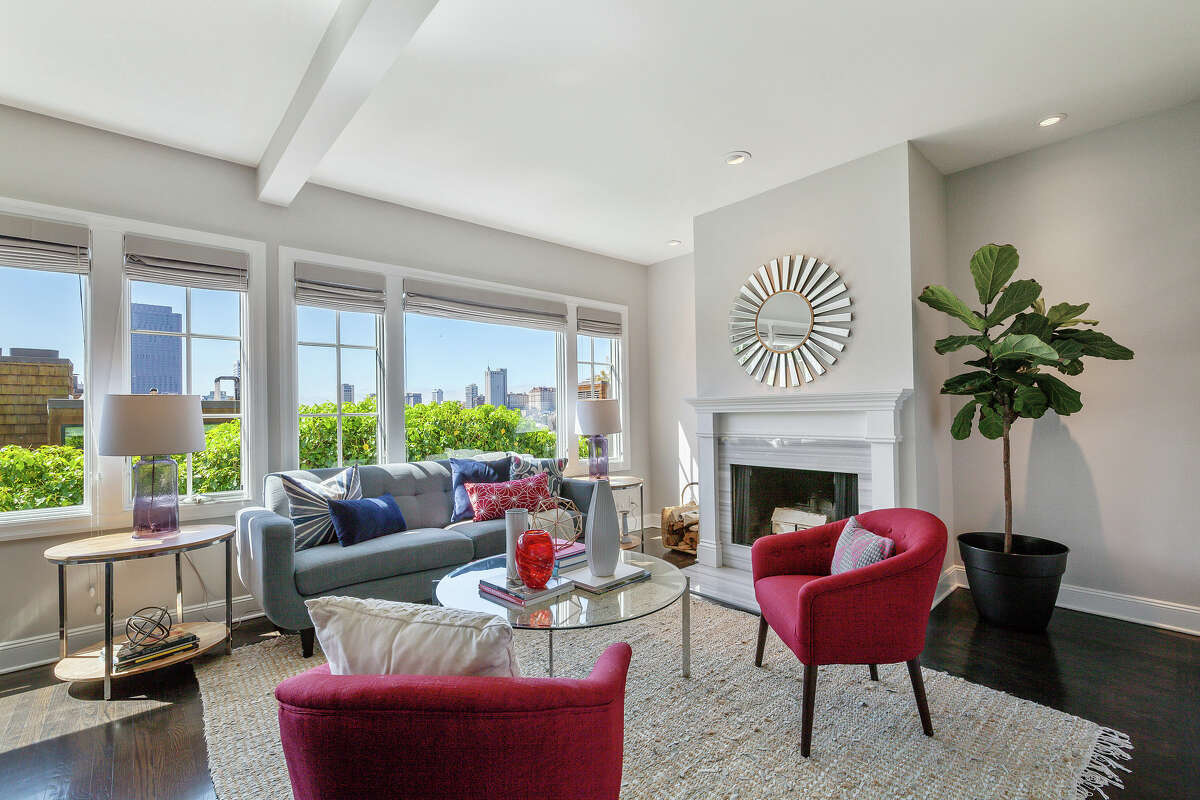 The home is 2,363 square feet, with Telegraph Hill views in the living room.