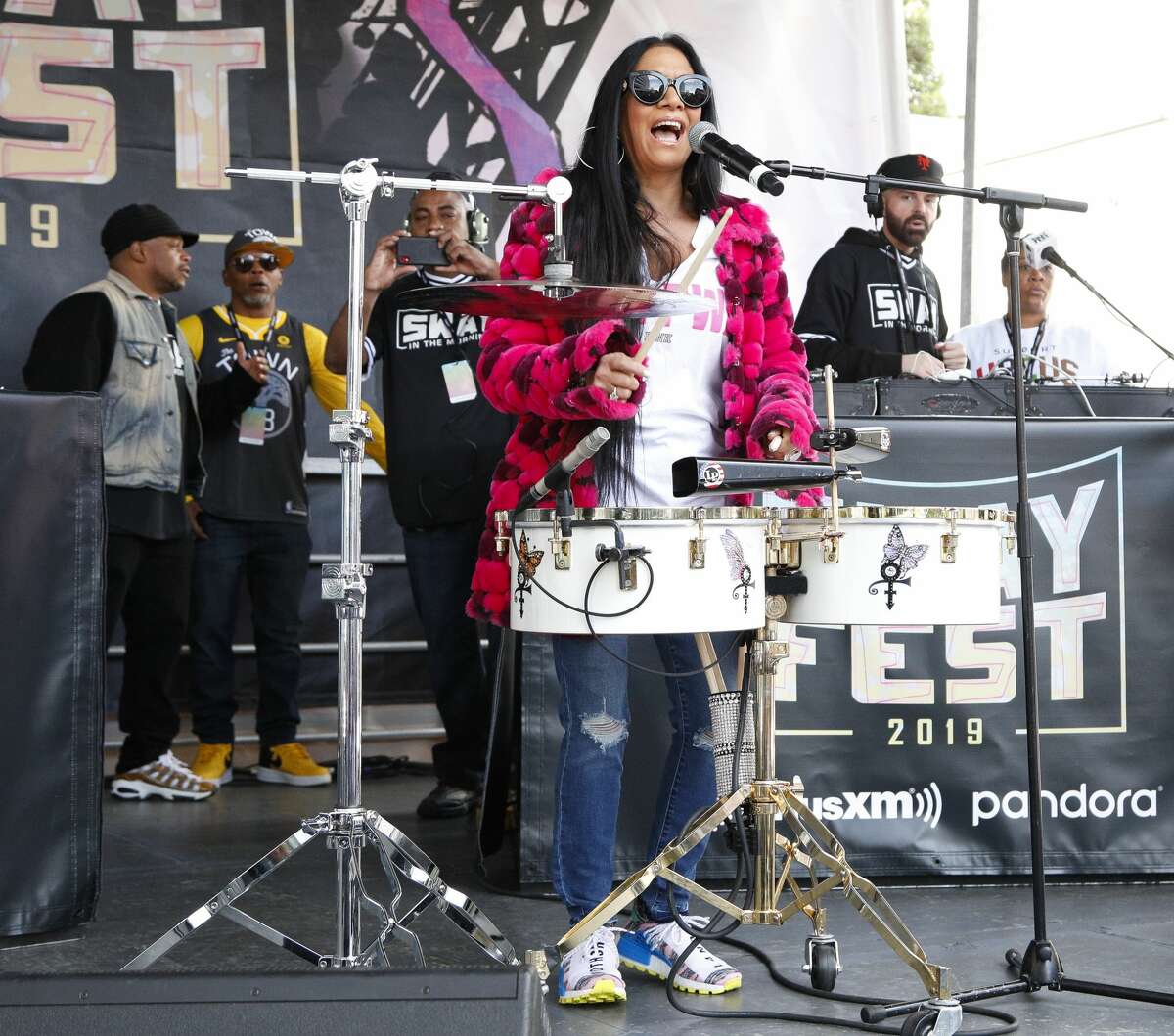 FILE - Sheila E performs at the SiriusXM and Pandora Sway Fest 2019 on Oct. 18, 2019 in Oakland. On Thursday evening, the musician will host "We Stand Together," a music showcase and benefit event for arts programs at Oakland public schools.