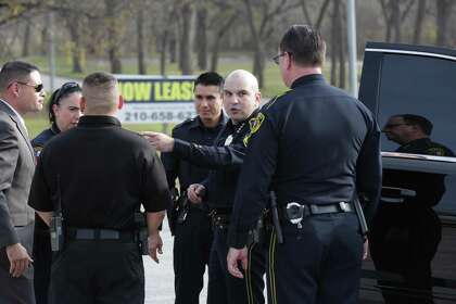 Bexar County Sheriff Javier Salazar gives direction to deputies near the place where four deputies would later shoot 6-year-old Kameron Prescott, killing him on Dec. 21, 2017. They had been chasing a woman wanted for nonviolent criminal charges. They suspected she was armed and killed her.