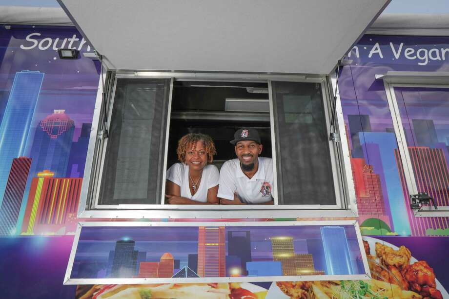 RayJay's Feel Good Food owners Rick and Janice Rodgers are U.S. Air Force veterans who have been health-conscious for a long time. Over the last 15 years, they transitioned from being meat-eaters to pescatarians to vegetarians, and have now been vegan for about four years. Health sparked their lifestyle change, but they’ve since become advocates for animal welfare and the environment. Photo: Steve Gonzales, Houston Chronicle / Staff Photographer / © 2020 Houston Chronicle