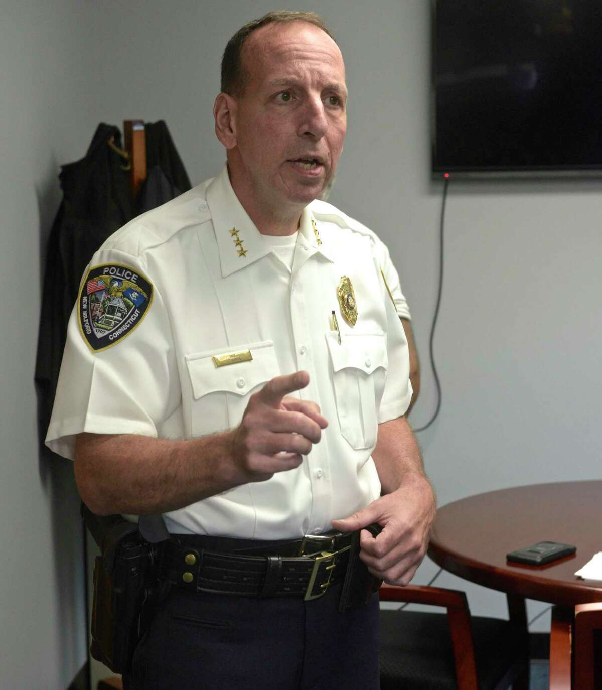 New Milford Police Chief Spencer Cerruto will lead a listening session at New Milford town hall Aug. 12.