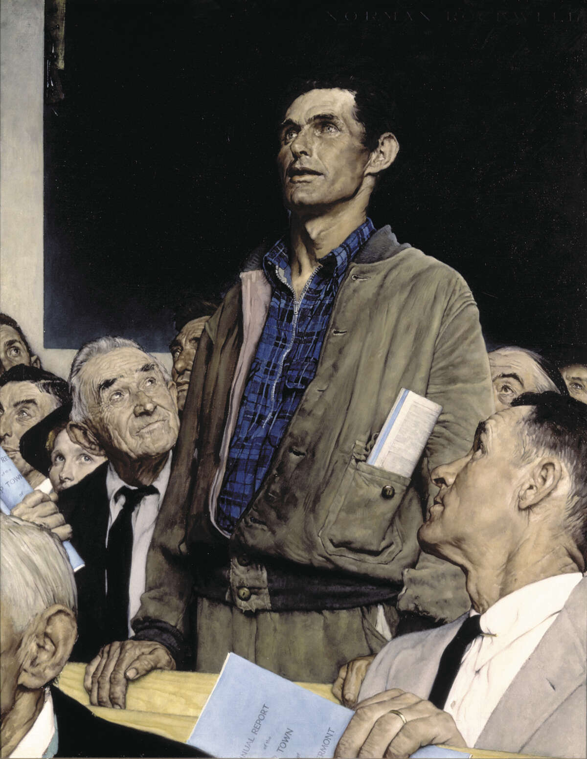 Freedom of Speech, Norman Rockwell Oil on canvas Saturday Evening Post, February 20, 1943 ?1943 SEPS: Licensed by Curtis Publishing, Indianapolis, IN Norman Rockwell Museum Collection