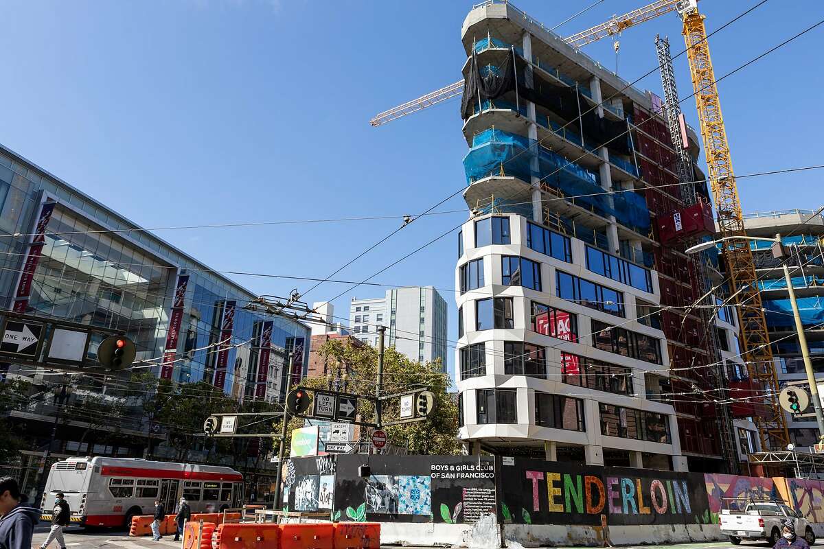 View of the outside of 950 Market St., a hotel/condo development, seen on Friday, July 17, 2020, in San Francisco, Calif.�