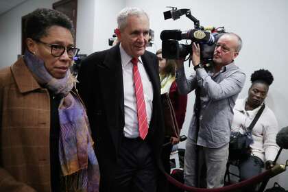 WASHINGTON, DC - NOVEMBER 14: Rep. Marcia Fudge (D-OH) (L) and Rep. Lloyd Doggett (D-TX) arrive for a Democratic caucus meeting in the U.S. Capitol Visitors Center November 14, 2018 in Washington, DC. Democrats gained 33 seats in the House of Representatives in the midterm elections so far and appear on track to gain between 35 and 40 once all the counting is complete, putting them in control of the chamber in 2019. (Photo by Chip Somodevilla/Getty Images)