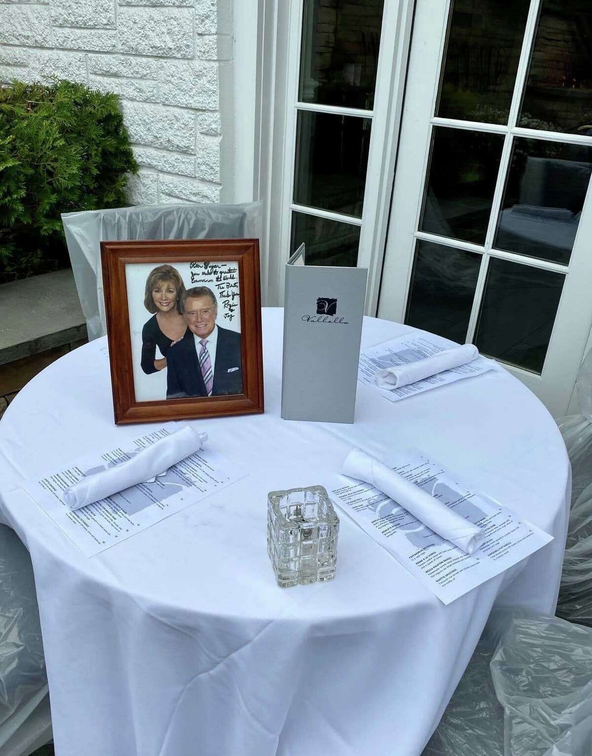 Valbella in Greenwich keeps the table open for Regis Philbin on Saturday night. The iconic talk show host was a longtime town resident and regular at the local restaurant. Philbin died Friday at the age of 88.