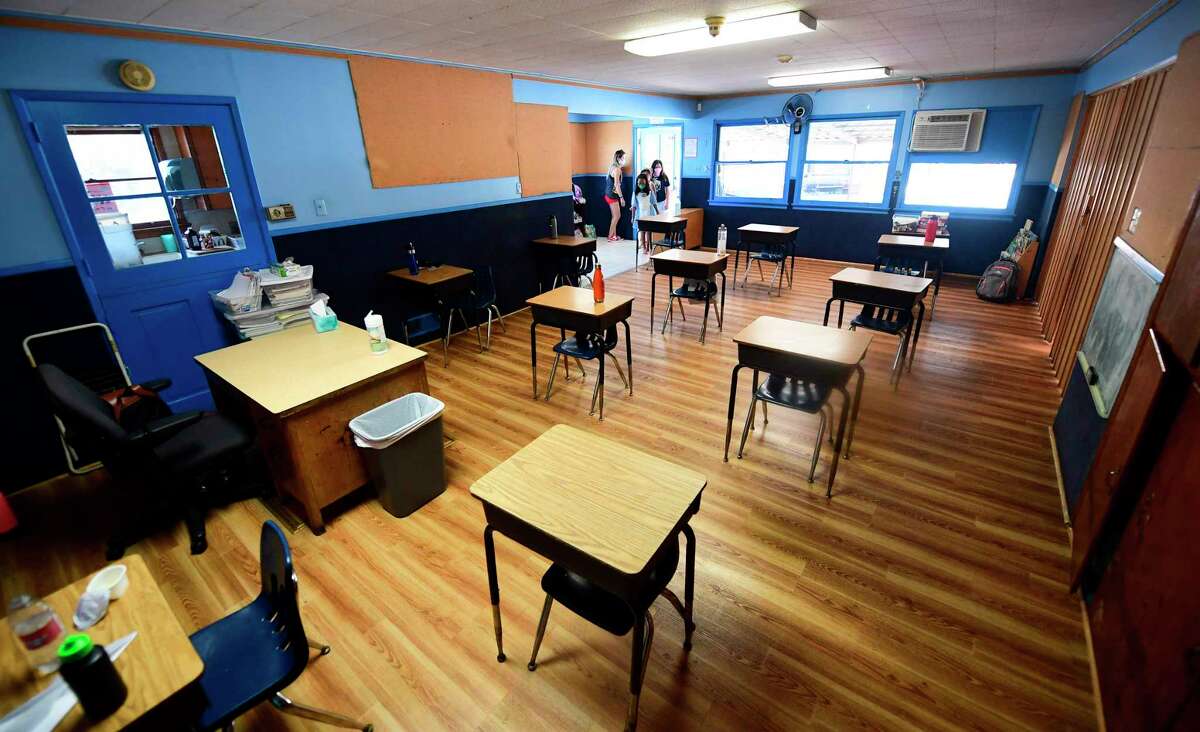 Wilton kindergarten classrooms are not set up with desks like this for social distancing. Classroom furniture, at a cost of about $40,000, is on the district's shopping list.